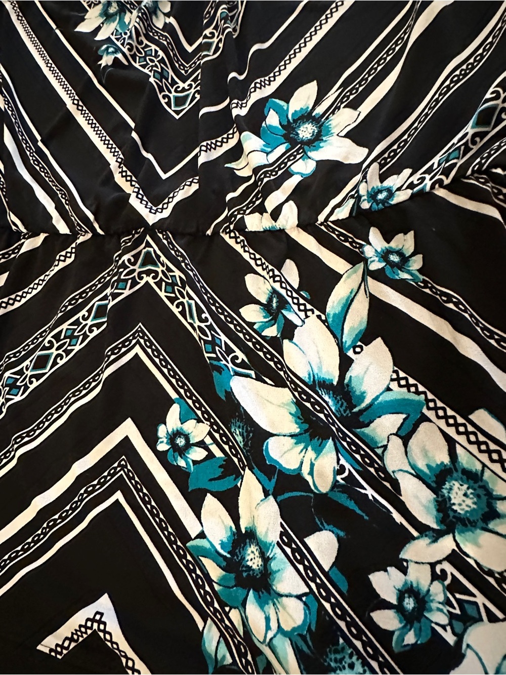 WHBM Floral Halter Top Black Teal Medium - Picture 3 of 9